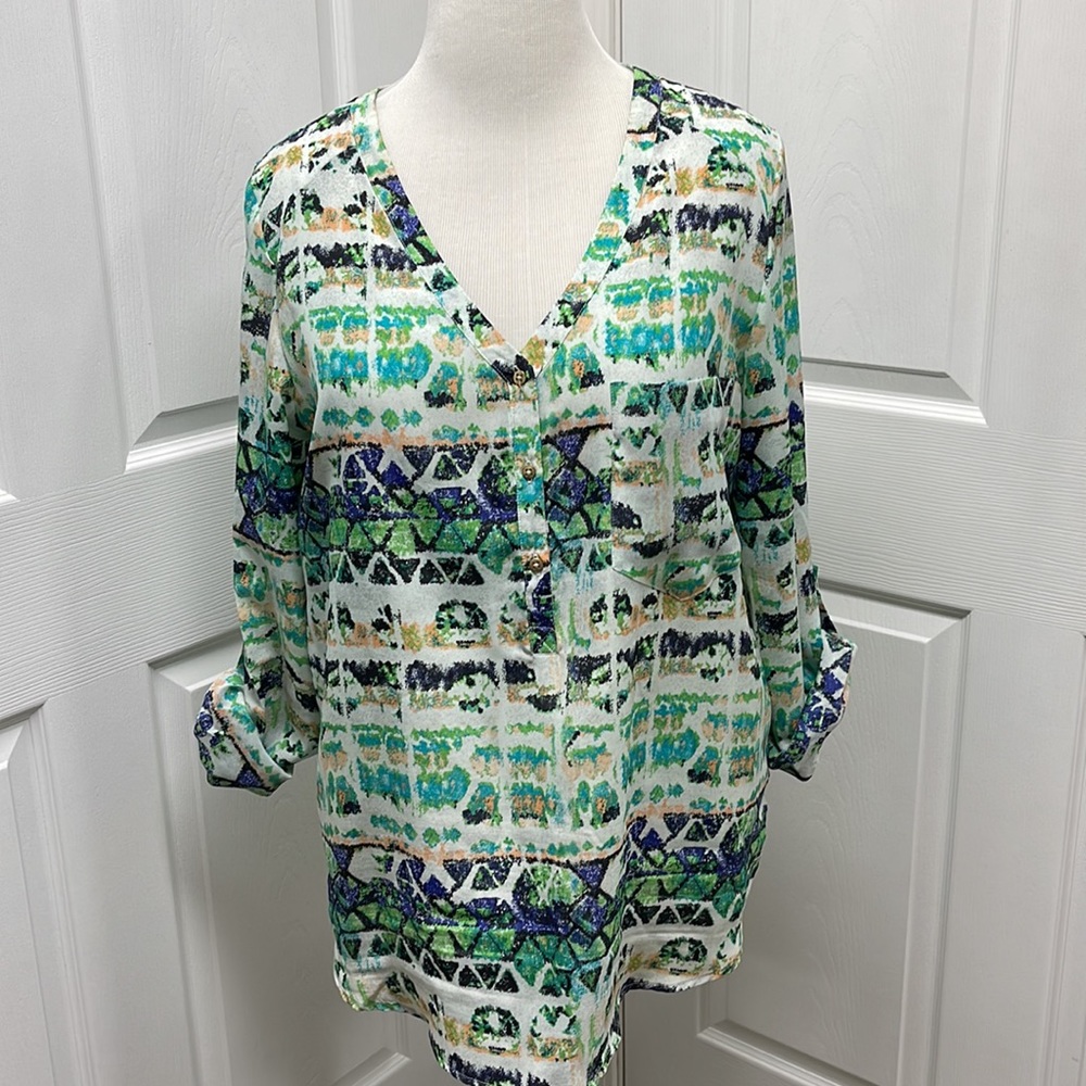Mossimo Women’s V-Neck Geometric Blouse XXL